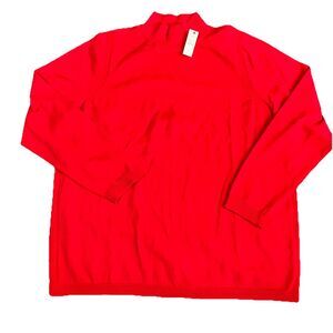 Talbots Woman's 2X Red Sweater Cotton Modal Nylon Mock Neck